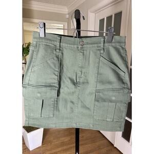 Rock & Republic Green Cargo Utility Mini Skirt Size 6 Womens Cotton Stretch